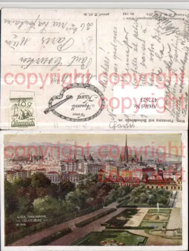 477623,Künstler AK H. Nachbargauer Wien Landstraße Panorama vom Belvedere