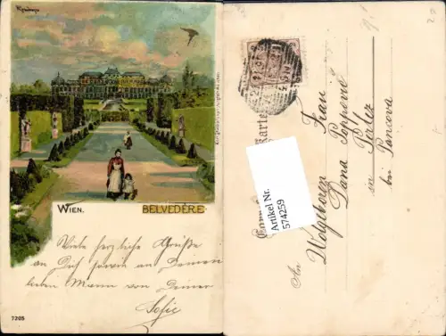 574259,Künstler Lithographie Rosenberger sign. Wien Belvedere Landstraße