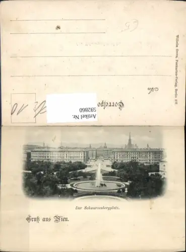 592860,Litho Wien Landstraße Schwarzenbergplatz Springbrunnen Brunnen Vienna