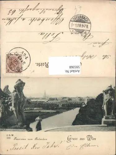 593368,Litho Wien Landstraße Panorama v. Schloss Belvedere Vienna