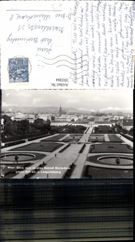 593384,Foto Ak Wien Landstraße Blick v. Oberen Schloss Belvedere geg. Kahlen u. Leopoldsberg Vienna