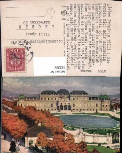 593389,Künstler Ak Wien Landstraße Schloss Belvedere Vienna pub Kilophot 20022