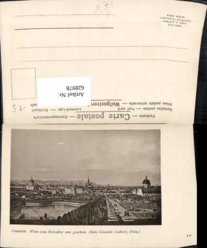 628978,Künstler Ak Canaletto Wien Vienna Landstraße vom Schloss Belvedere gesehen pub J. Löwy 10