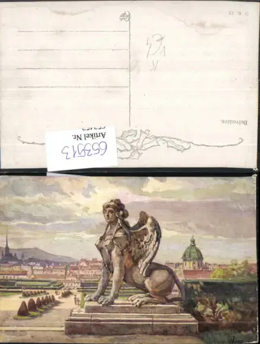 653513,Künstler Ak Wien Vienna Landstraße Schloss Belvedere Ansicht Statue pub Kilophot O.K. 73