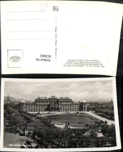 653692,Foto Ak Wien Vienna Landstraße Schloss Belvedere Totale