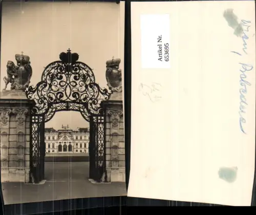 653695,Foto Ak Wien Vienna Landstraße Schloss Belvedere Eisengitter Eingang