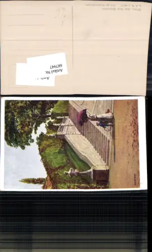 687947 Künstler AK Jul. Wachsmann Wien Landstraße Schloss Belvedere Schirm Frau