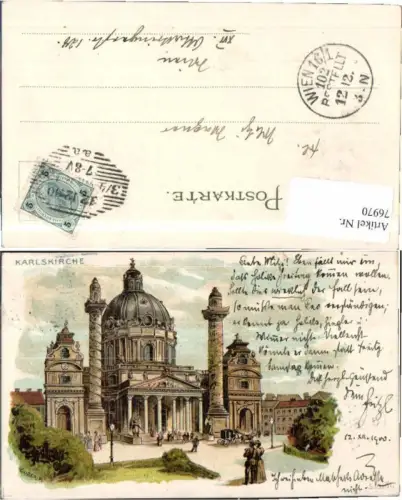 76970,Litho Wien Karlskirche Karlsplatz Geiger R. Sign.
