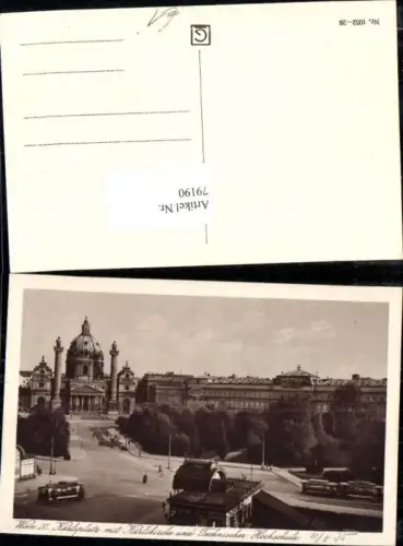 79190,Wien 4 Wieden Karlsplatz mit Karlskirche Kirche und technischer Hochschule