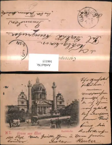 166115,Wien 4 Wieden Karlskirche Kutsche Personen 1906