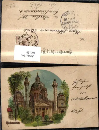 166129,Wien 4 Wieden Karlskirche Kirche Litho sign Rosenberger