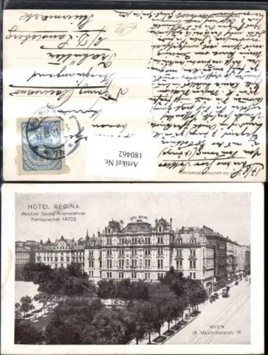 180462,Wien 4 Masimilianplatz 16 Hotel Regina Bes. Georg Kremslehner