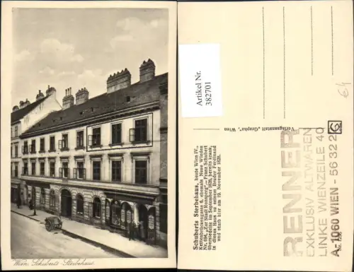 382701,Wien Wieden Schuberts Sterbehaus Haus