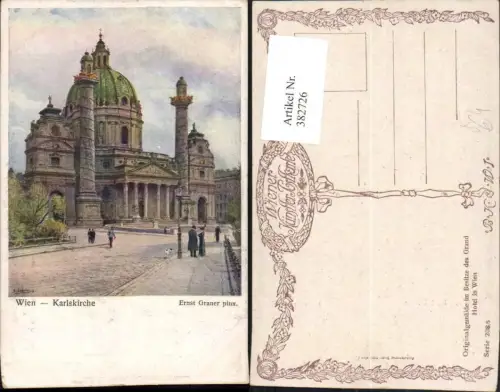 382726,Künstler AK Ernst Graner Wien Wieden Karlskirche Kirche pub B.K.W.I. 208/5