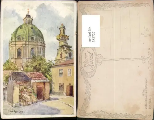 382727,Künstler AK Hofecker Wien Wieden Karlskirche Kirche m. Alten Hof pub B.K.W.I. 793/4