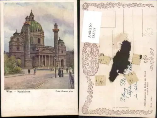 382728,Künstler AK Ernst Graner Wien Wieden Karlskirche Kirche pub B.K.W.I. 208/5