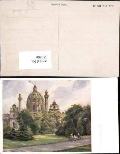 382806,Künstler AK E. Czech Wien Wieden Karlskirche Kirche pub B.K.W.I. 908/8