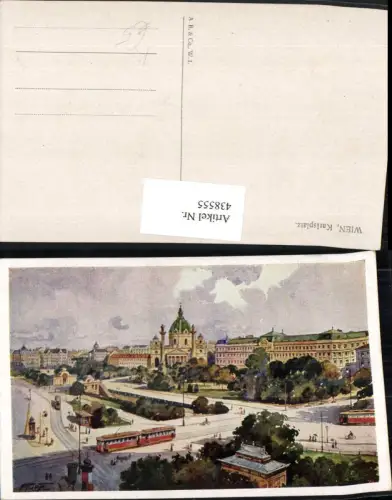438555,Künstler AK Wien Wieden Karlsplatz m. Karlskriche Kirche