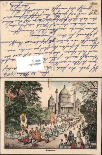 438672,Künstler AK Wien Wieden Karlskirche Kirche Prozession