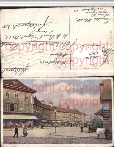 477639,Künstler AK R. Preuss Wien Wieden Freihaus auf der Wieden Straßenansicht