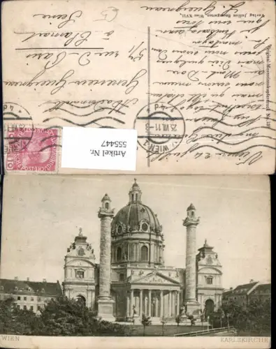 555447,Wien Wieden Karlskirche Original Mezzotintokupferdruck 130