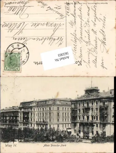 563303,tolle AK Wien Wieden Alois Drasche Park 1900 pub Sperling 383 A.
