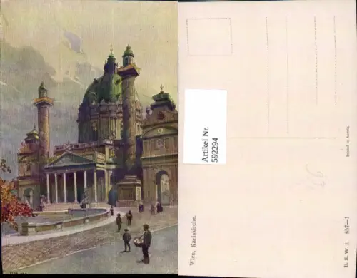 592294,Künstler Ak R. Preuss Wien Wieden Karlskirche Kirche Vienna pub B.K.W.I. 857/1