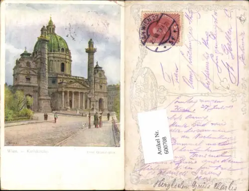 600708,Künstler AK Ernst Graner Wien Wieden Karlskirche B.K.W.I. 208-5