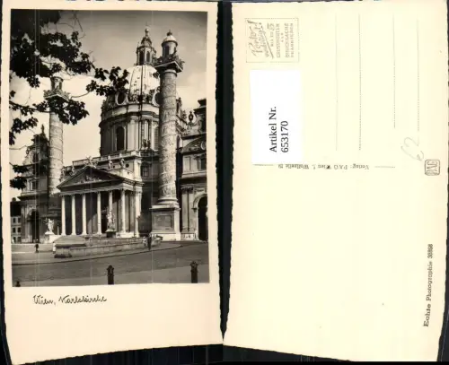 653170,Foto Ak Wien Vienna Wieden Karlskirche
