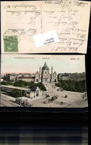 685576 Wien Wieden Karlskirche Karlsplatz Straßenbahn Station Haltestelle Pferdetram