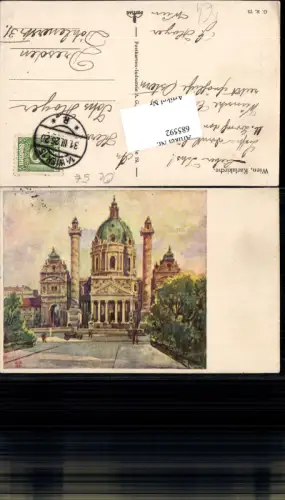 685592 Künstler AK Wien Wieden Karlskirche Karlsplatz