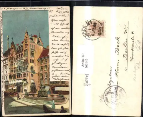 166147,Wien 5 Margareten Am Neuen Markt 1898 Litho sign Rosenberger
