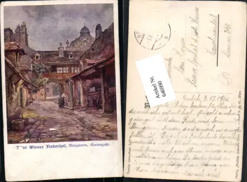646990,Künstler AK M. Weith Wiener Fiakerhof Wien Margareten Gartengasse