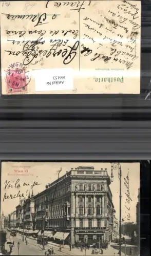 166153,Wien 6 Mariahilf Hotel Kummer Mariahilferstrasse Strassenbahn Personen 1906