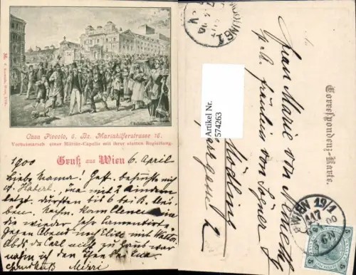 574263,Künstler AK F. Kuranda Wien Mariahilf Mariahilferstrasse Militär Capelle