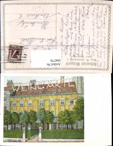 594776,Künstler Ak J. Treffler Wien Mariahilf Zum Weingartl Vienna