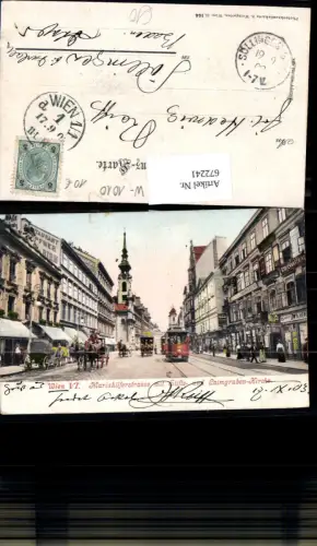 672241,Wien Vienna Mariahilf Mariahilferstraße m. Stifts-u. Laimgrubenkirche Straßenbahn