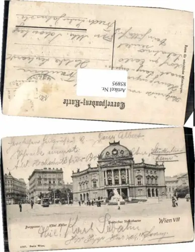 85895,Wien 7 Neubau Hotel Höller Volkstheater Strassenbahn Burggasse