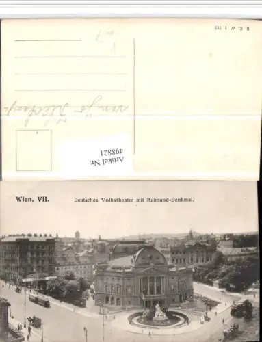 498821,Wien Neubau Deutsches Volkstheater m. Raimund-Denkmal pub B.K.W.I. 773
