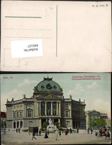 645127,Wien Neubau Deutsches Volkstheater Ferdinand Raimund Denkmal