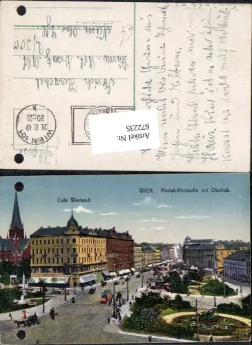 672235,Wien Vienna Neubau Mariahilferstraße mit Obelisk Cafe Westend