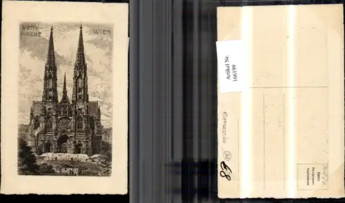 166199,Wien 9 Alsergrund Votivkirche Bleistiftzeichnung