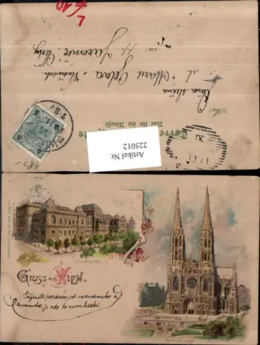 225012,Litho AK Gruß aus Wien Alsergrund Universität Votivkirche Kirche Mehrbildkarte