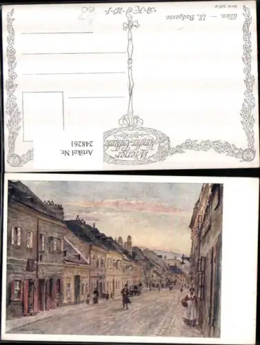 248261,Künstler AK Czech Wien Alsergrund Badgasse Straßenansicht pub Brüder Kohn B.K.W.I. 796/4
