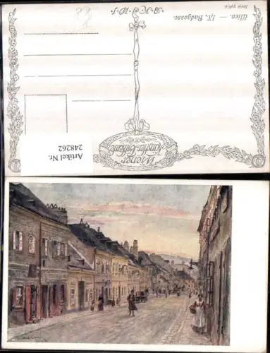 248262,Künstler AK Czech Wien Alsergrund Badgasse Straßenansicht pub Brüder Kohn B.K.W.I. 796/4