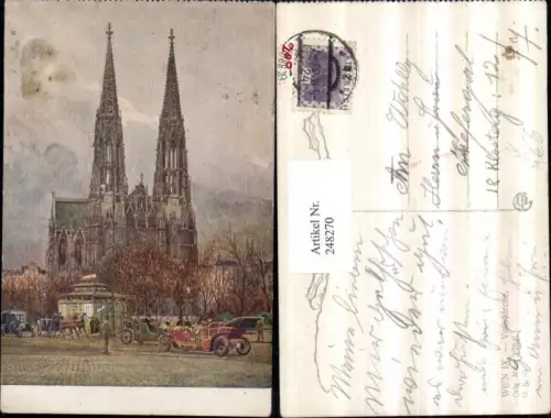 248270,Künstler AK Pendl Wien Alsergrund Votivkirche Kirche Automobil pub Kilophot