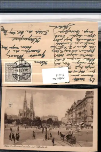 331015,Wien Alsergrund Maximiliansplatz m. Votivkirche Kirche Straßenansicht