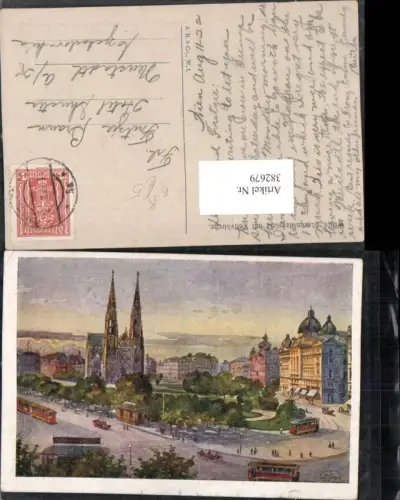 382679,Künstler AK Ruep Wien Alsergrund Maximilianplatz m. Votivkirche Kirche