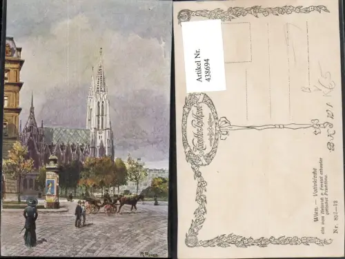 438694,Künstler AK R. Preuss Wien Alsergrund Votivkirche Kirche pub B.K.W.I. 857/12
