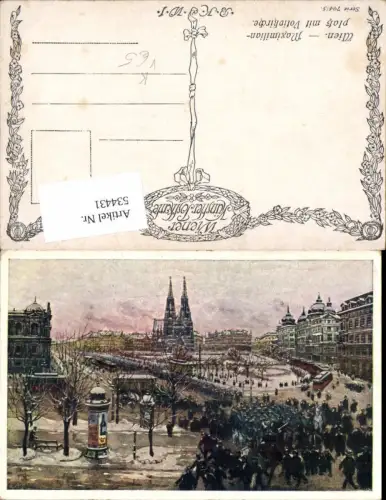 534431,Künstler AK Wien 9 Alsergrund Votivkirche Maximilianplatz pub B.K.W.I 794-5